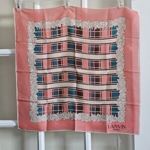 Vtg Jeanne Lanvin Paris 100% Silk Scarf Floral Geometric France Made